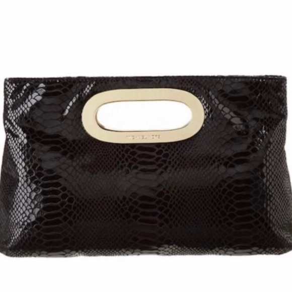 Michael Kors Berkley Black Python Embossed Leather Clutch New. - Picture 8 of 8